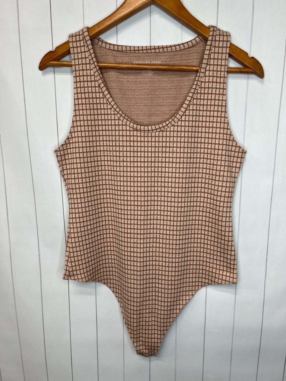 American Eagle - Checkered Scoop Neck Sleeveless Bodysuit